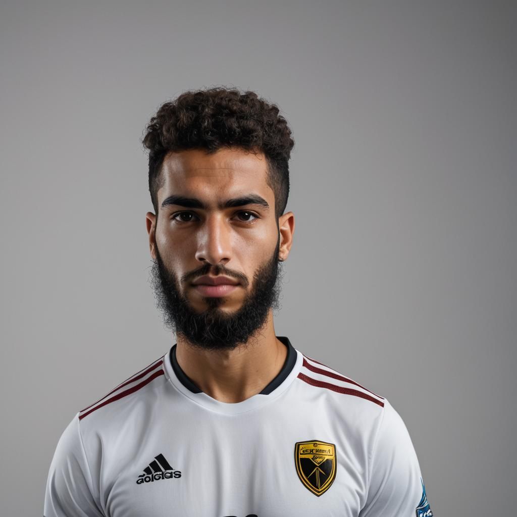 Egyptian Soccer Player Portrait in Hyperreal Style