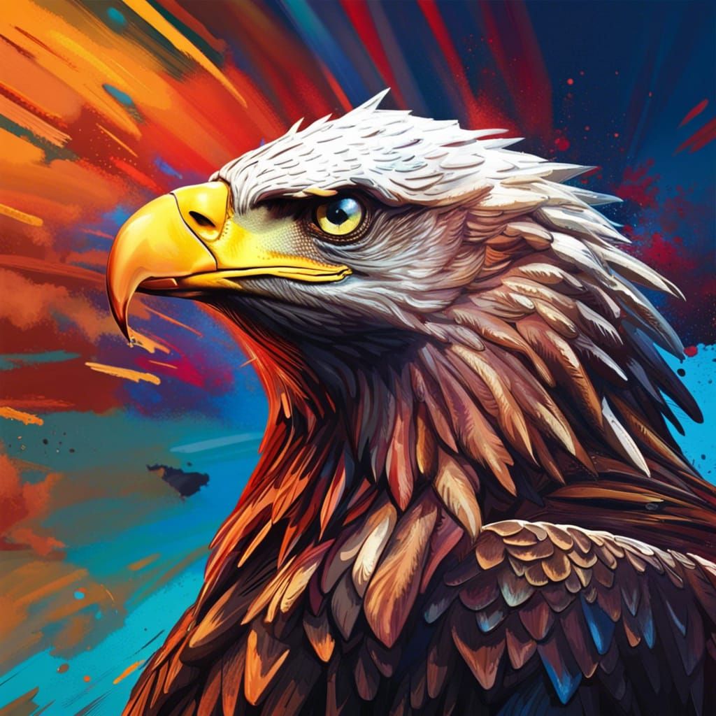 Hyperrealistic Eagle Saving the World in Splash Art