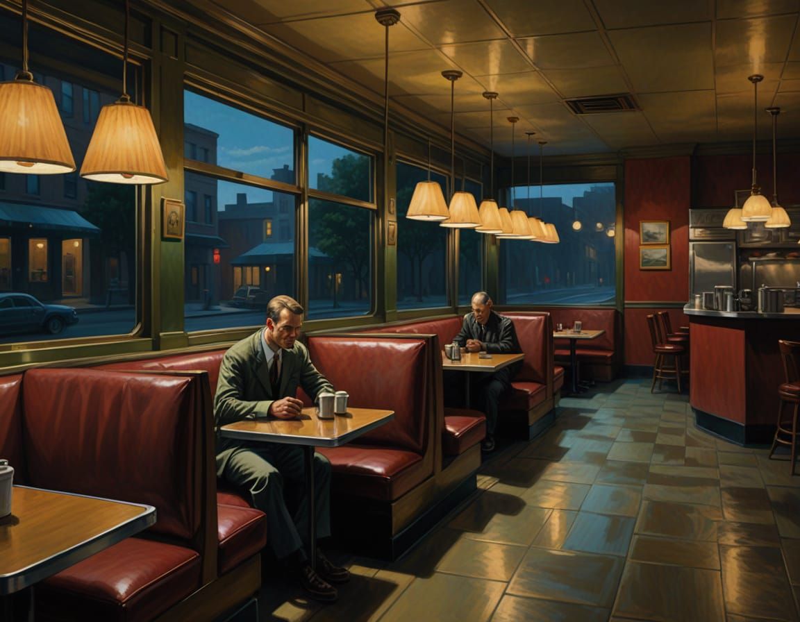 Diner Solitude: An Urban Realist Painting