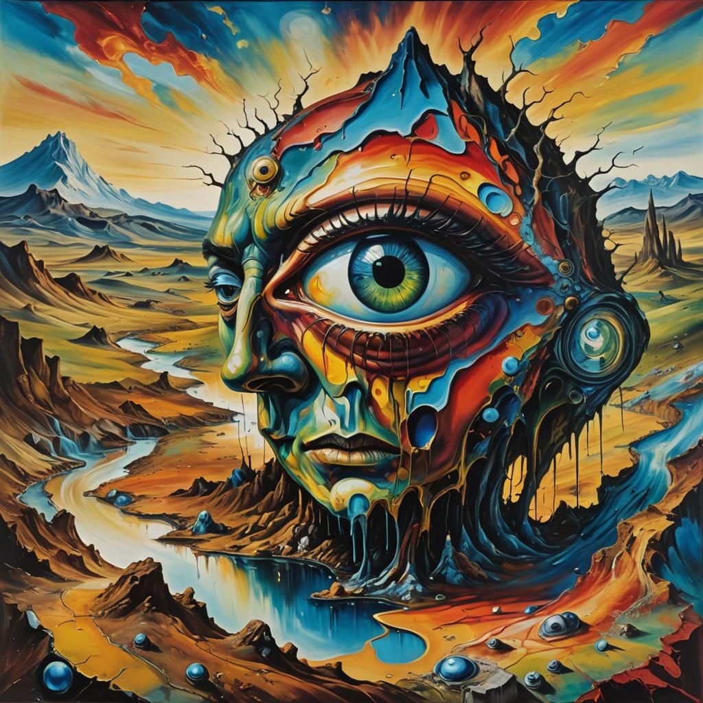 Surreal Cyclops in Dreamlike Oil Painting