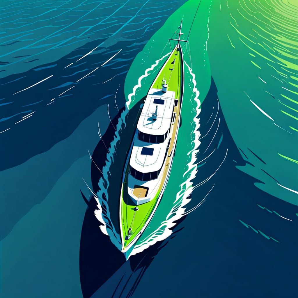 Minimalist Offshore Boat on High Seas Vector Art