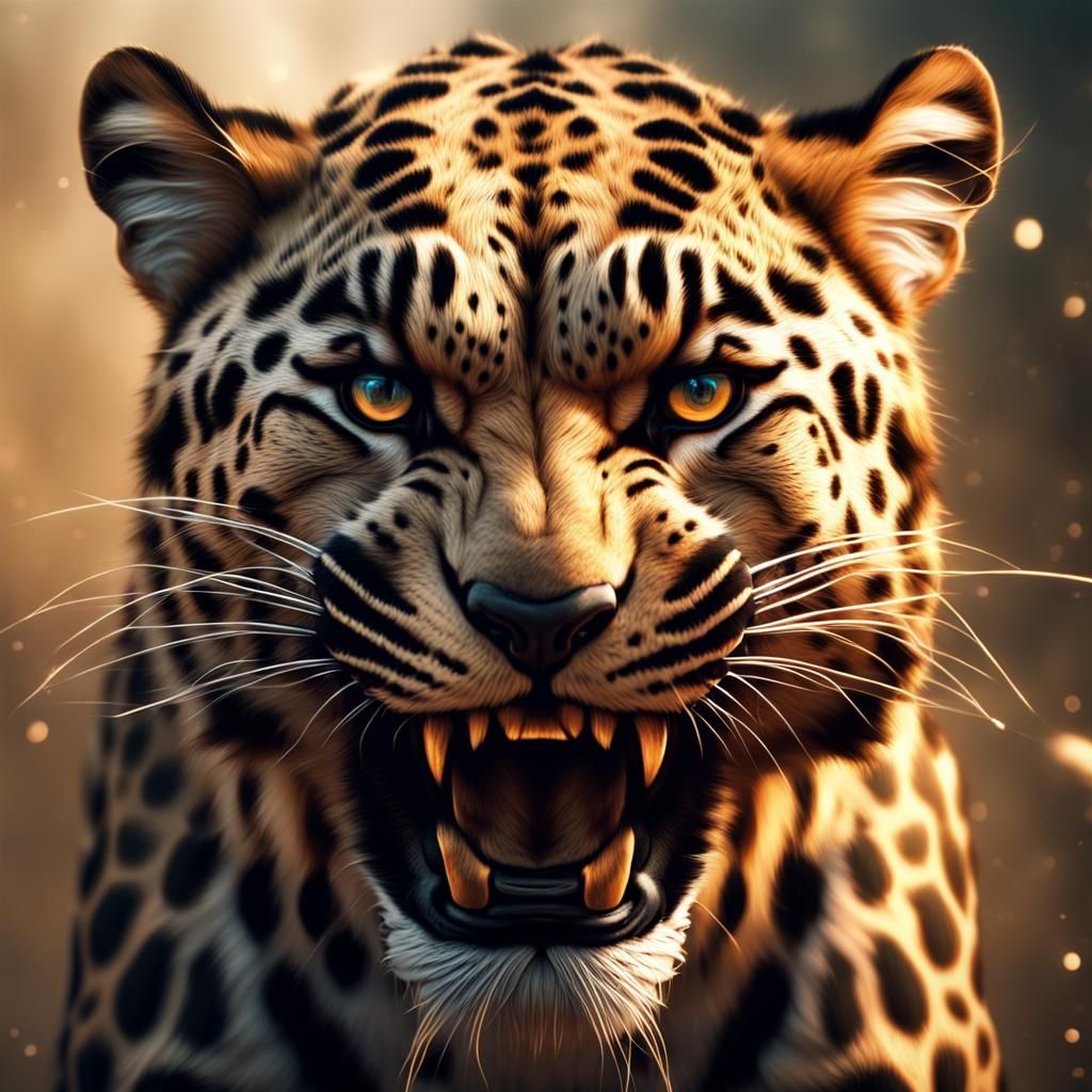 Angry Leopard Tiger Cheetah Morphing: Detailed Matte Paintin...