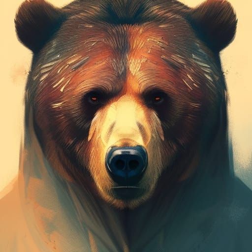 Hyperdetailed Bear Portrait in Volumetric Lighting
