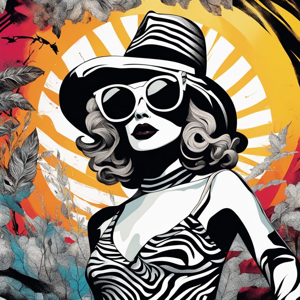 Surreal Portrait of a Woman in Zebra Print Bikini