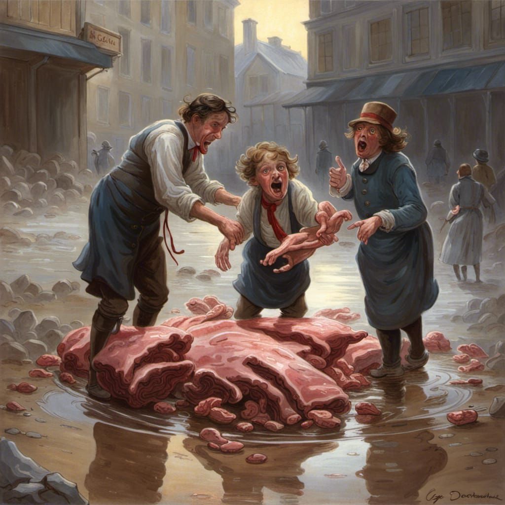 Oldtime Cashiers Frolicking in a Puddle of Meat