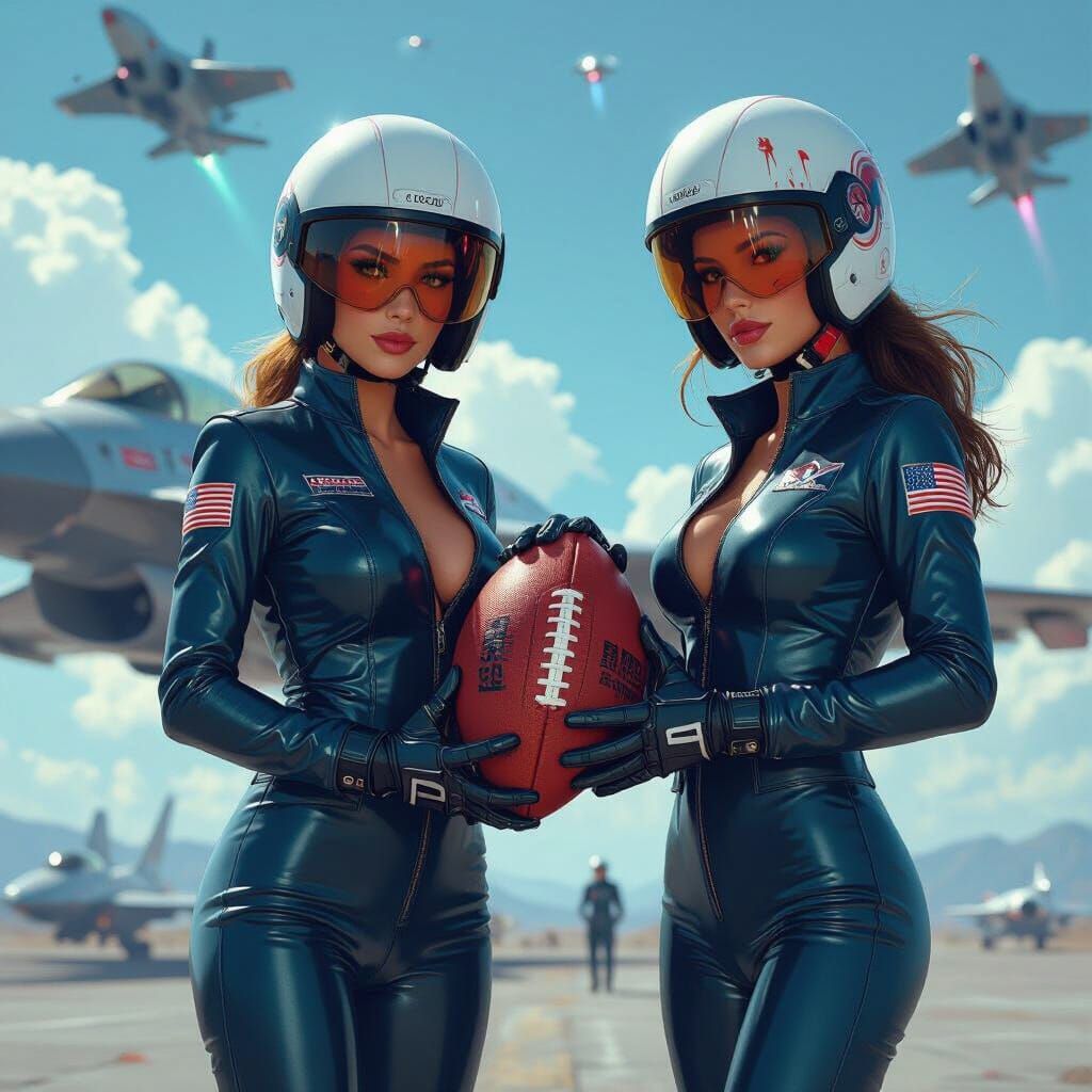Futuristic Female Pilots with Sci-Fi Jets
