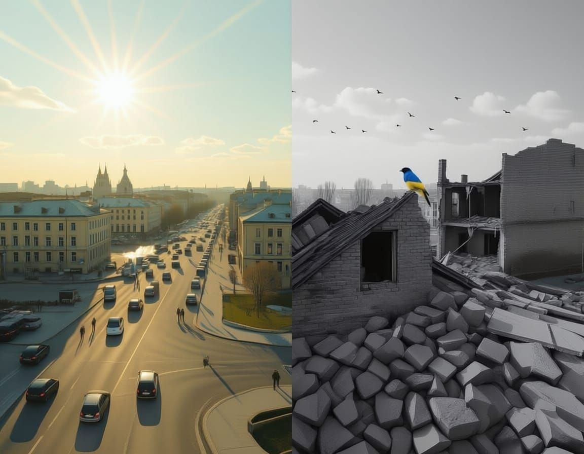 Split View of Bakhmut: Life Before and After War