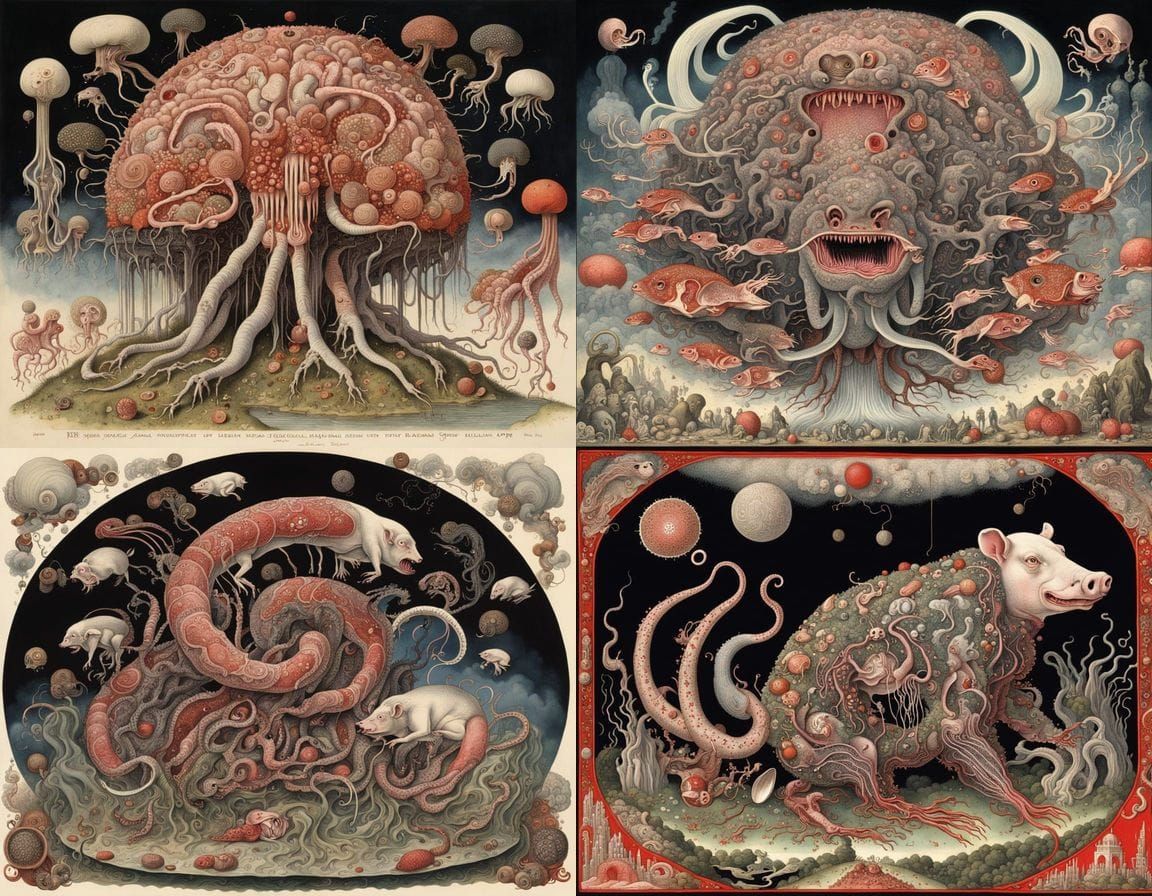 Surreal Malaysian Anatomy Scene in Deep, Rich Colors