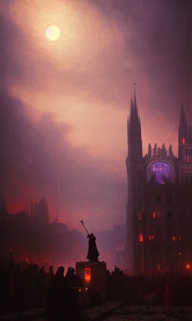 Apocalyptic Procession Under Emerald Moon, Sinister Matte Pa...