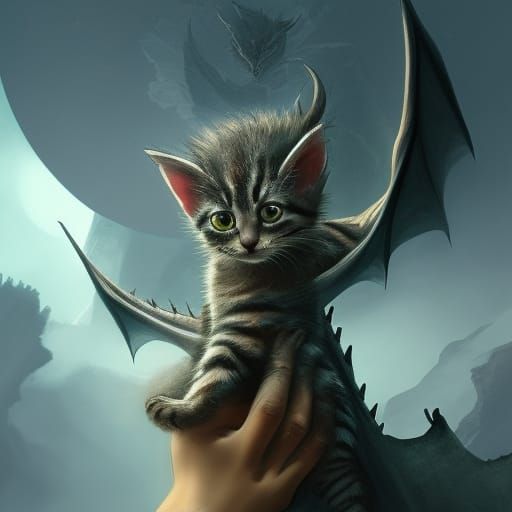 Dragon and Kitten Fantasy Concept Art