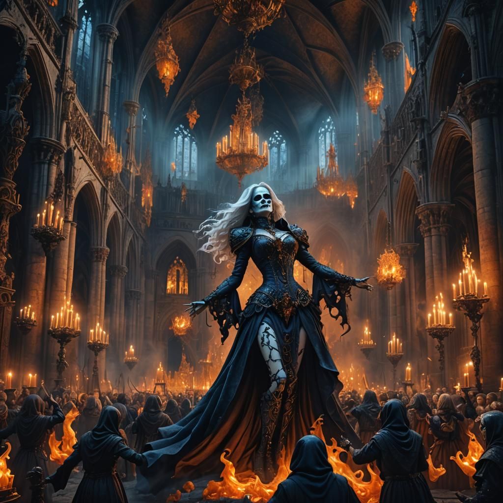 Lady Death's Dance in Gothic Cathedral