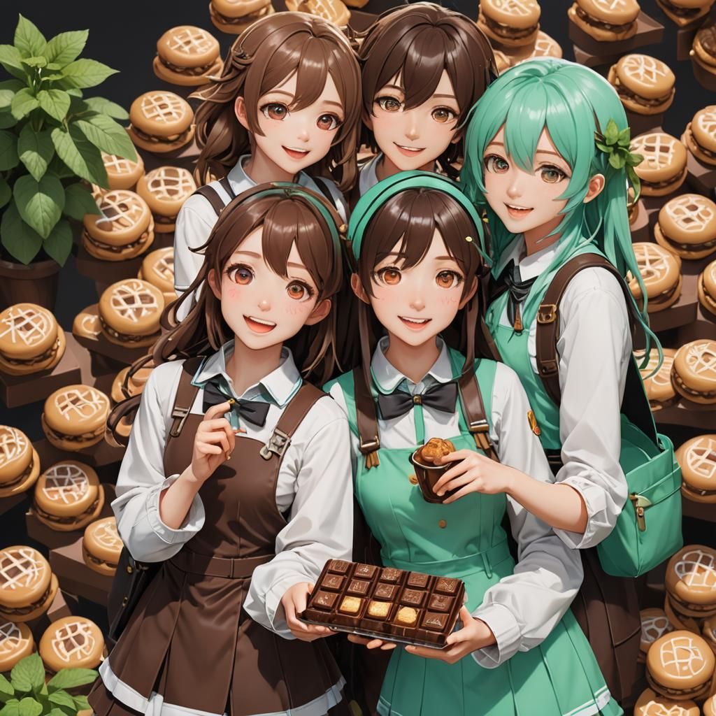 Chocolate Anime Characters Take a Photo Together