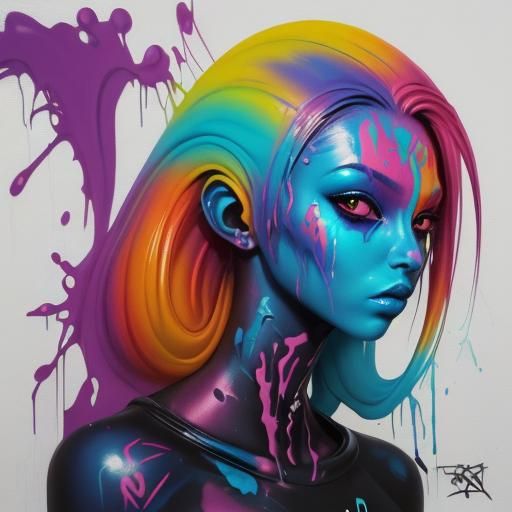Beautiful Female Alien in Graffiti Art Style