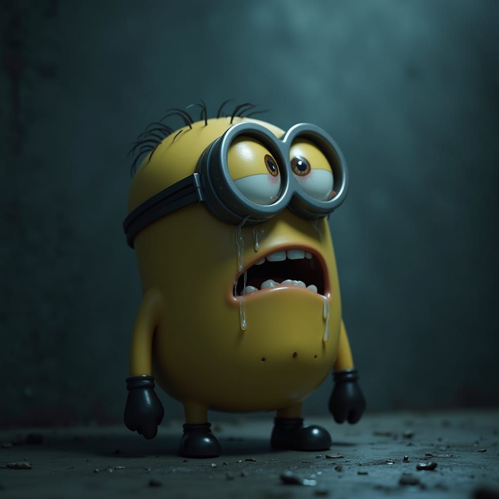 Minion in Despair, a Muted Melancholy Scene