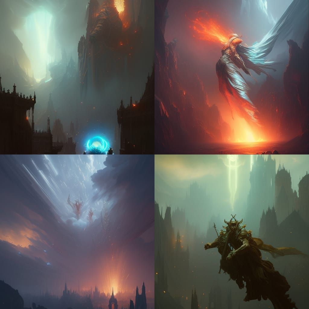 Epic Celestial Cataclysm in Dark Fantasy Style