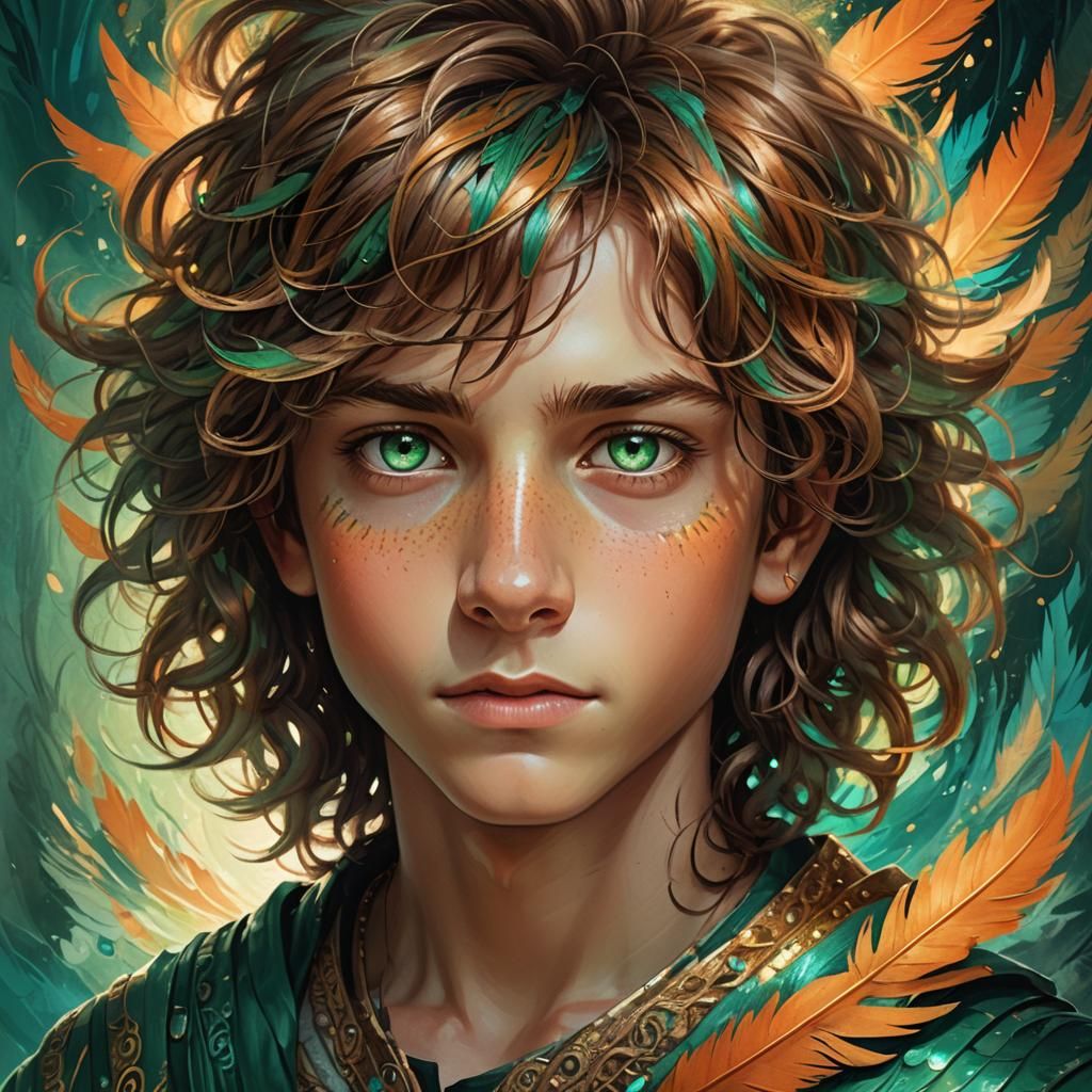 Fantasy Portrait of a Boy with Green Eyes