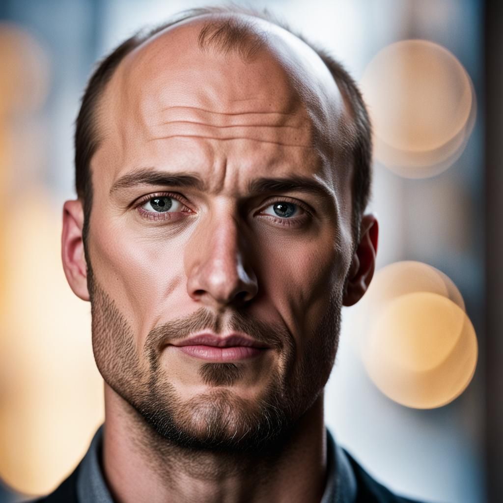 Striking Portrait of a Balding Man in Natural Light