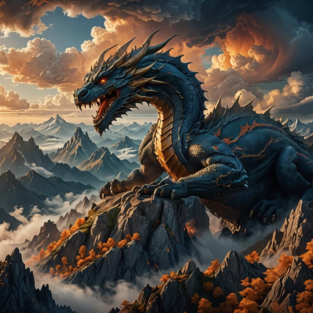 Majestic Mountain Dragon Digital Matte Painting