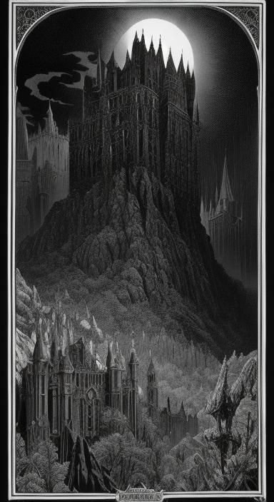 Frightful Gormenghast in Classic Illustration Style