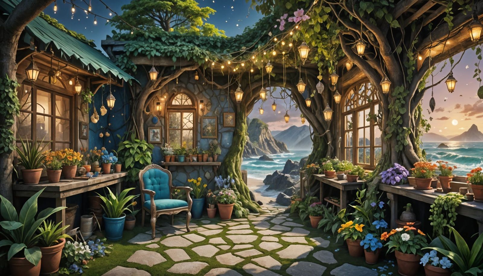 Magical Beach Potting Shed at Sunset