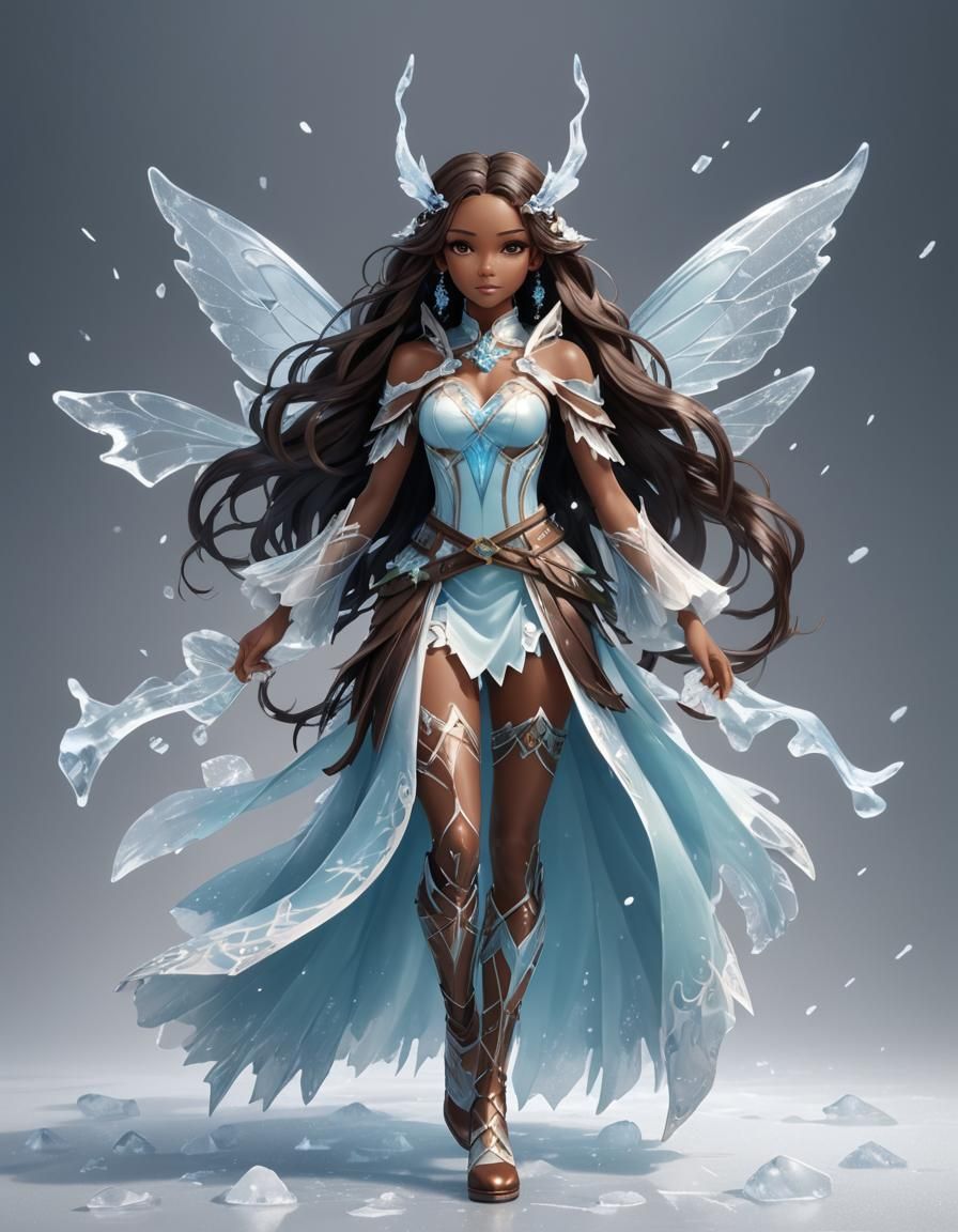 Ice Fairy Portrait in Anime Style 2D Illustration