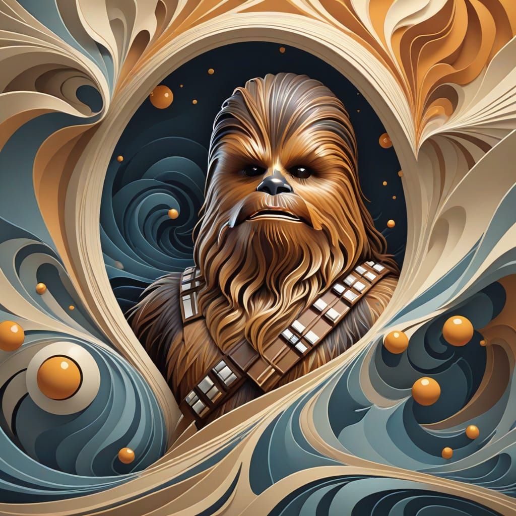 Abstract Vector Fractal of Chewbacca in Gouache