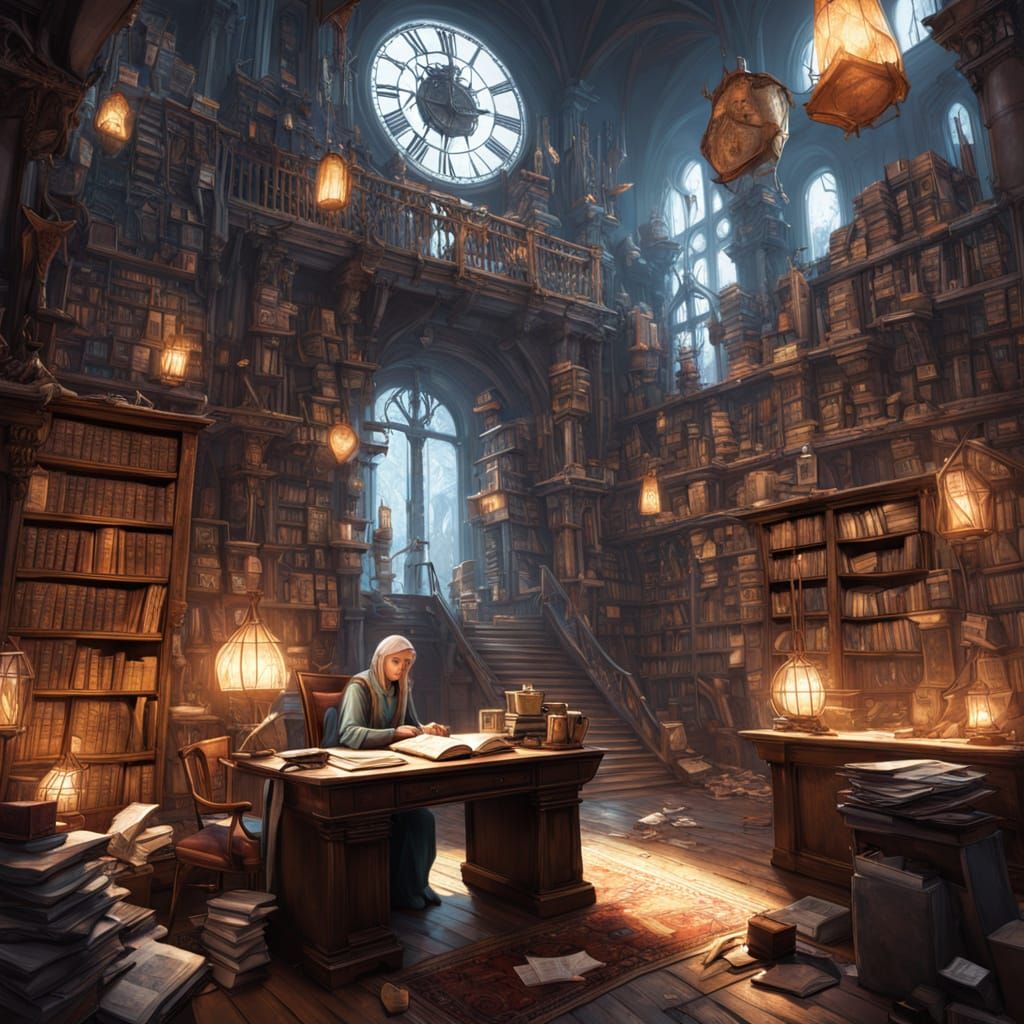 Determined Young Artist Works Late into the Night in a Mysti...