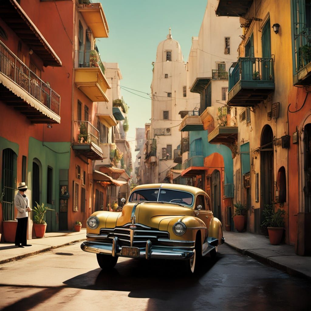 Casablanca Film Noir Art in Vibrant Colors