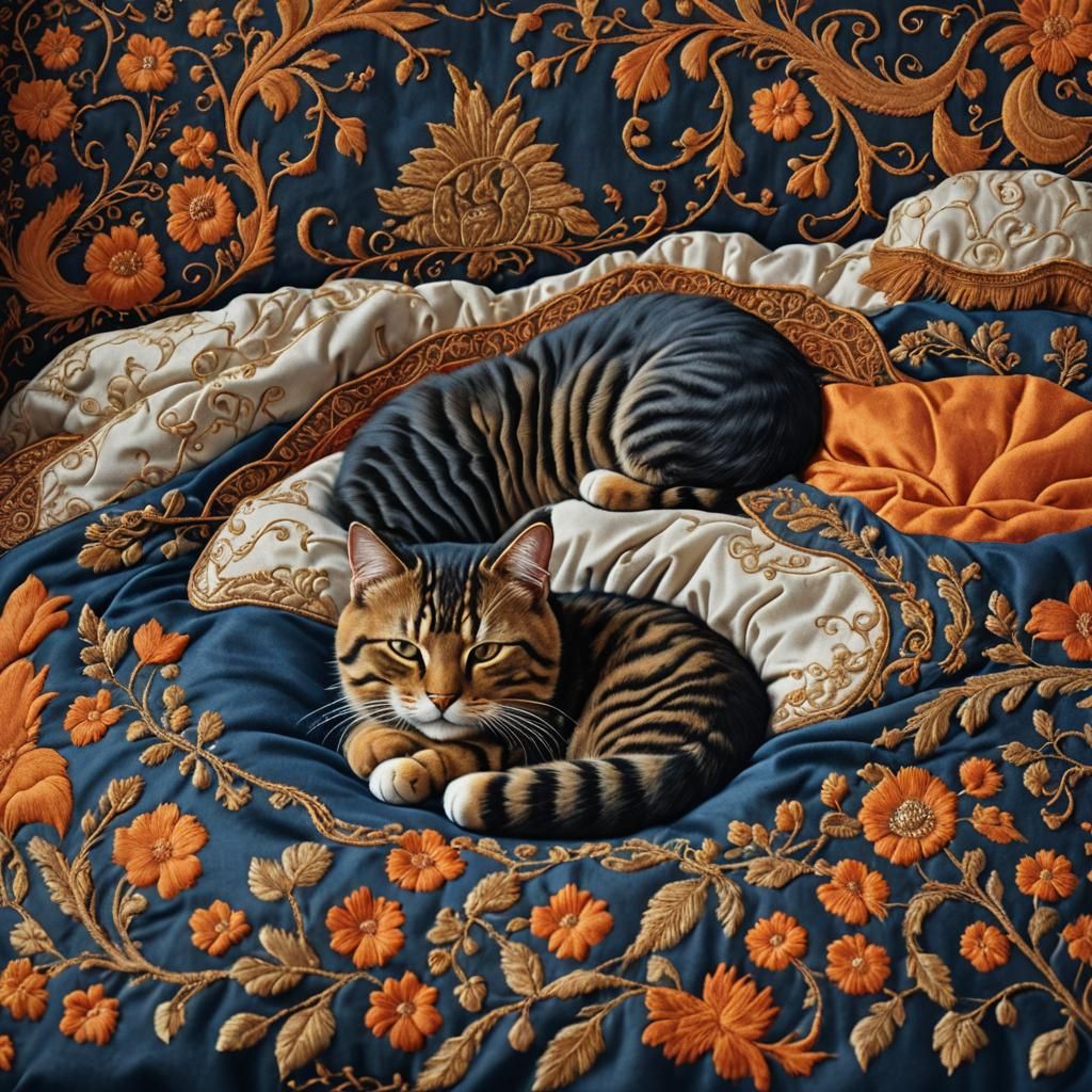 Cozy Cat Nap in Fantastical Bedchamber