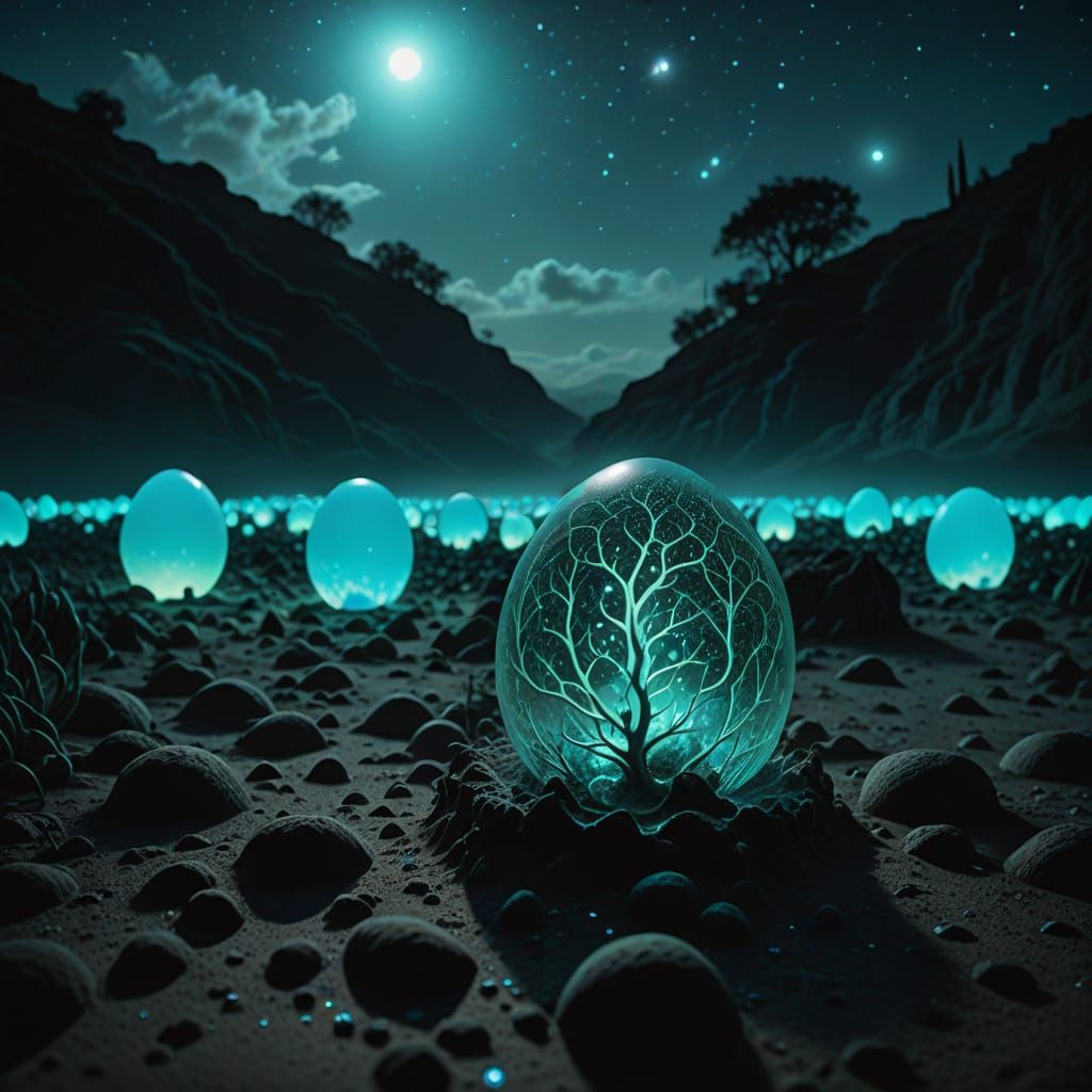 An abstract transparent alien egg - Surreal Egg