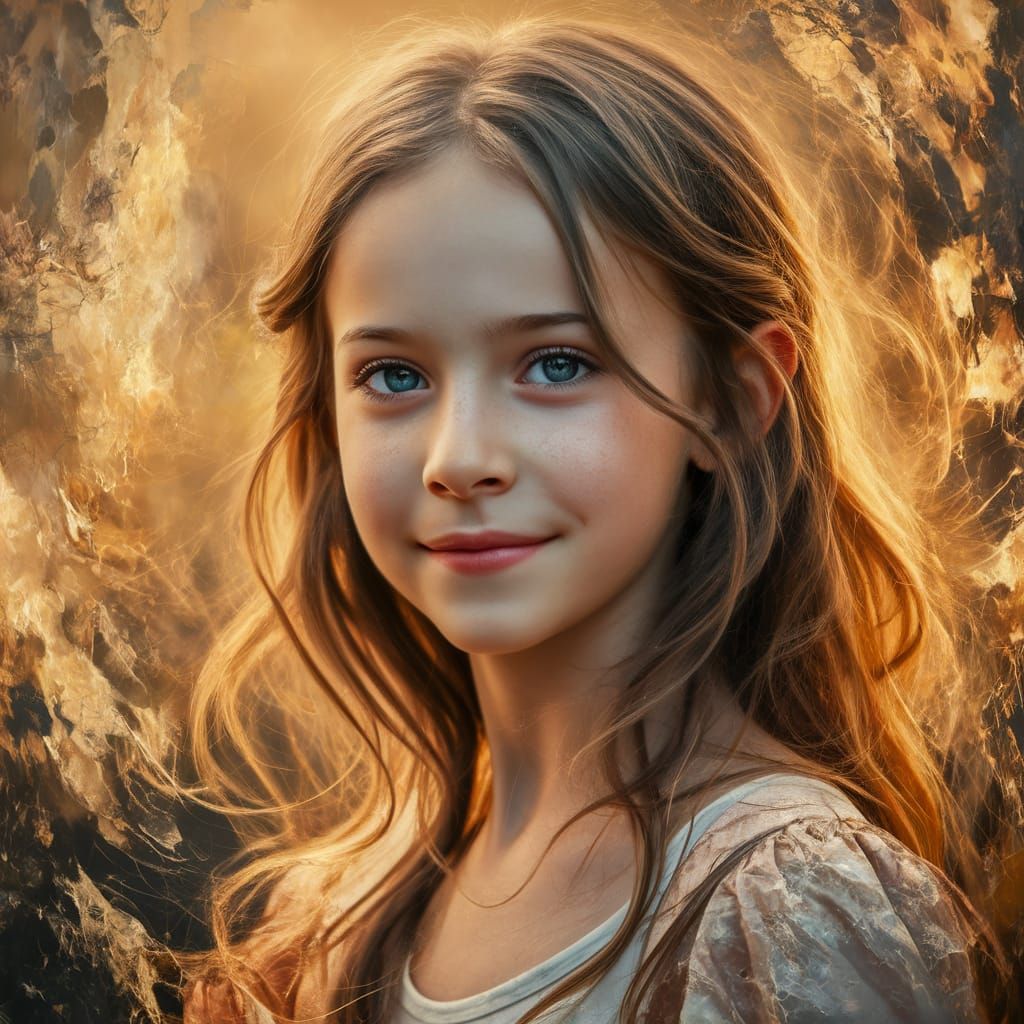 Glowing Close-Up Portrait of a Beautiful Girl