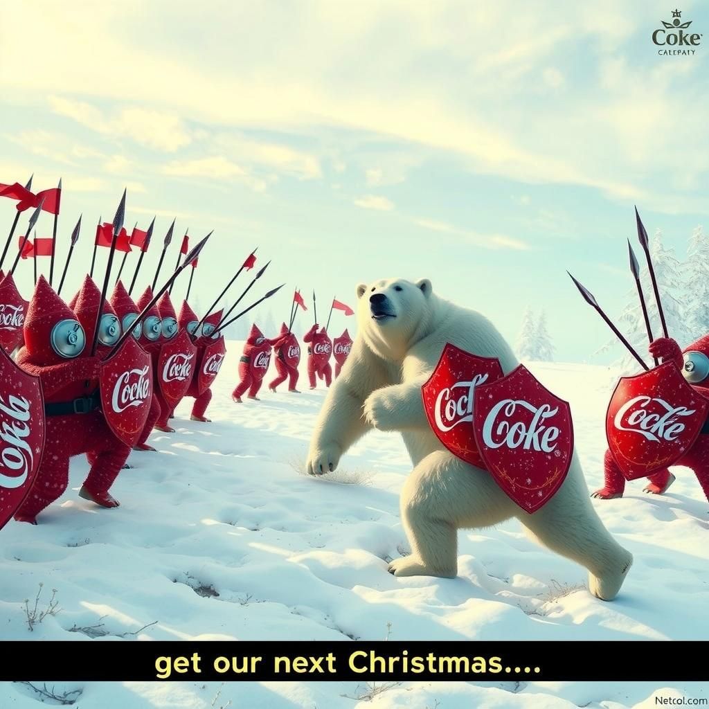 an army of coke cans armed with spears and shields fighting ...