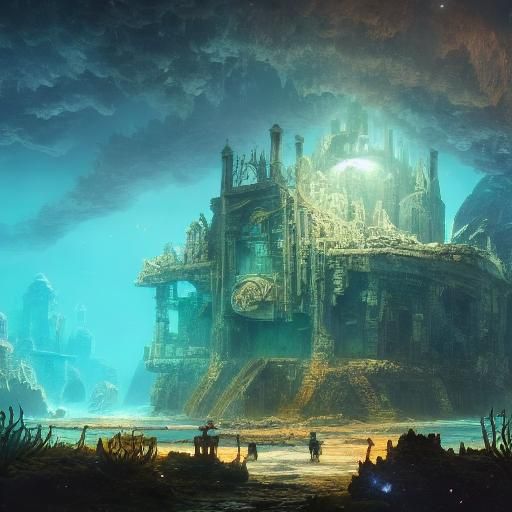 Underwater City Ruins: Fantastical Concept Art
