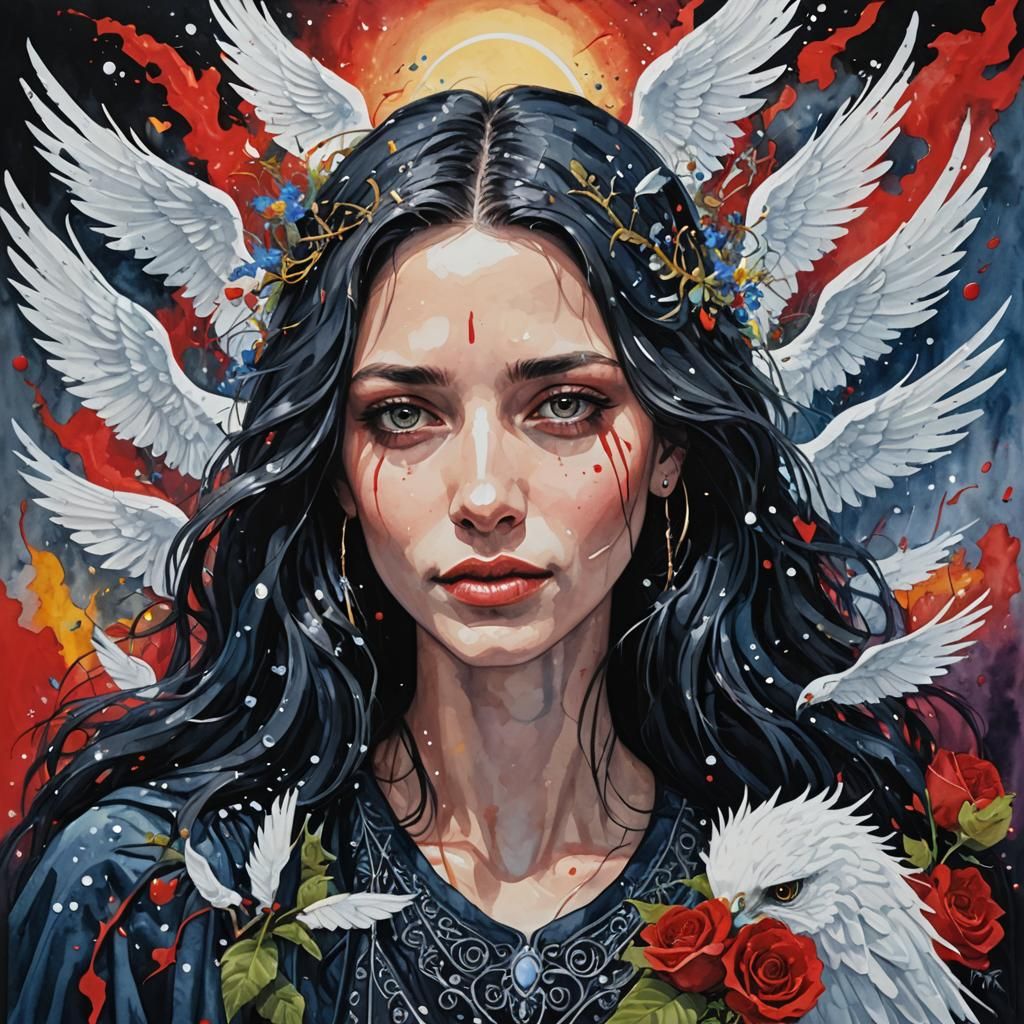 Expressive Gouache Painting of Joy and Sorrow