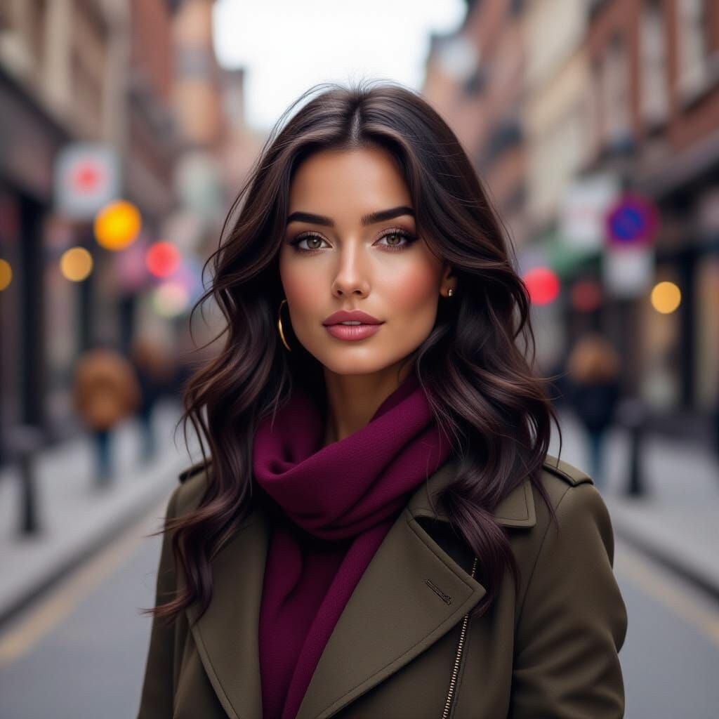 Digital Painting Portrait of Woman with Dark Purple Hair