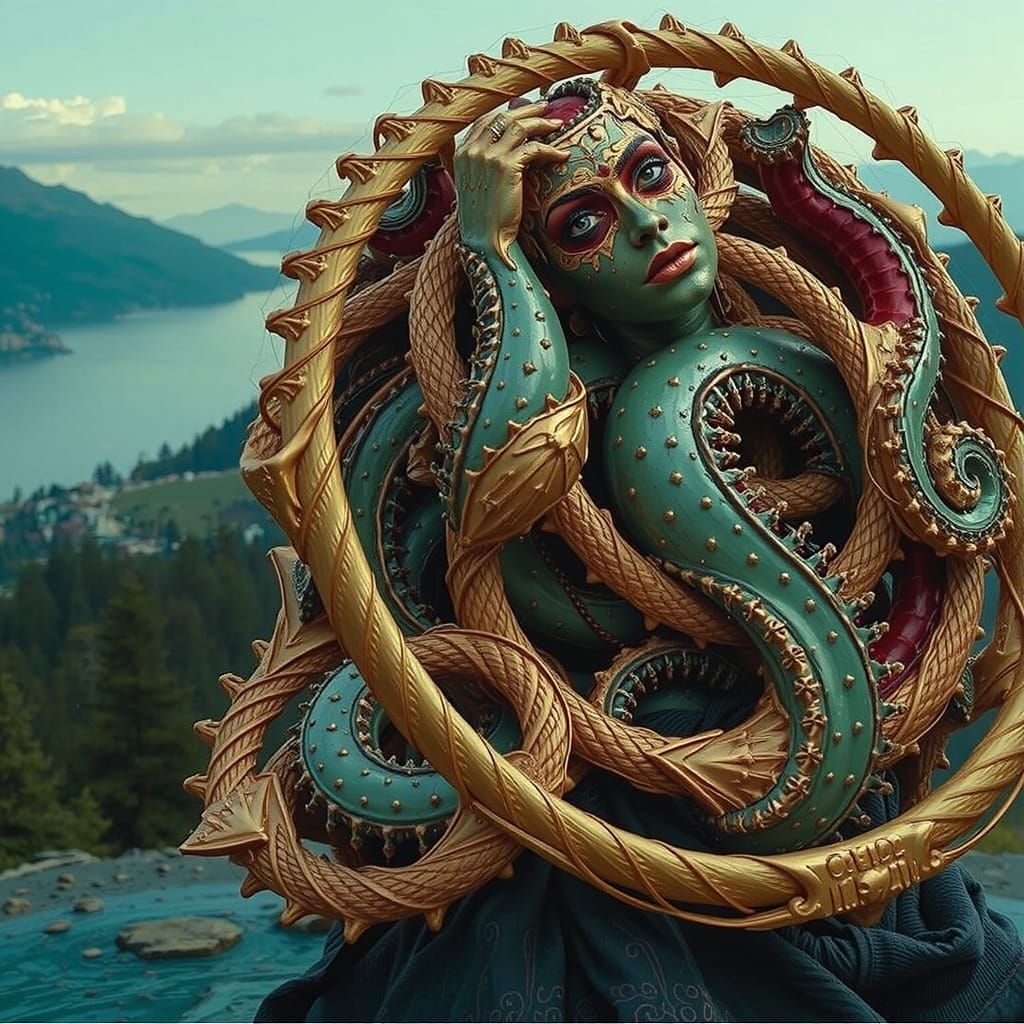 Vivid Abstract Fractal Landscape in Deep Triadic Colors