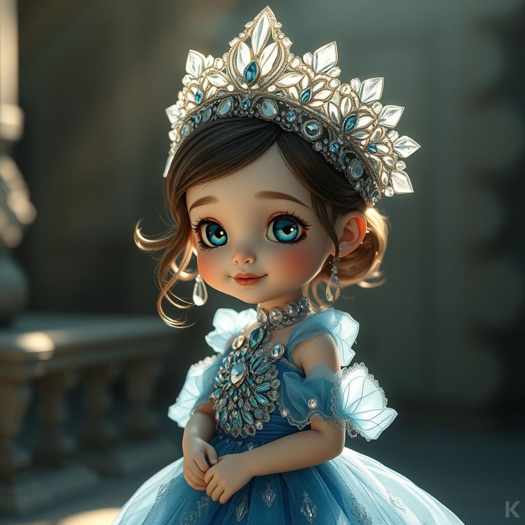Chibi Girl in Rococo Style, Cinematic Lighting