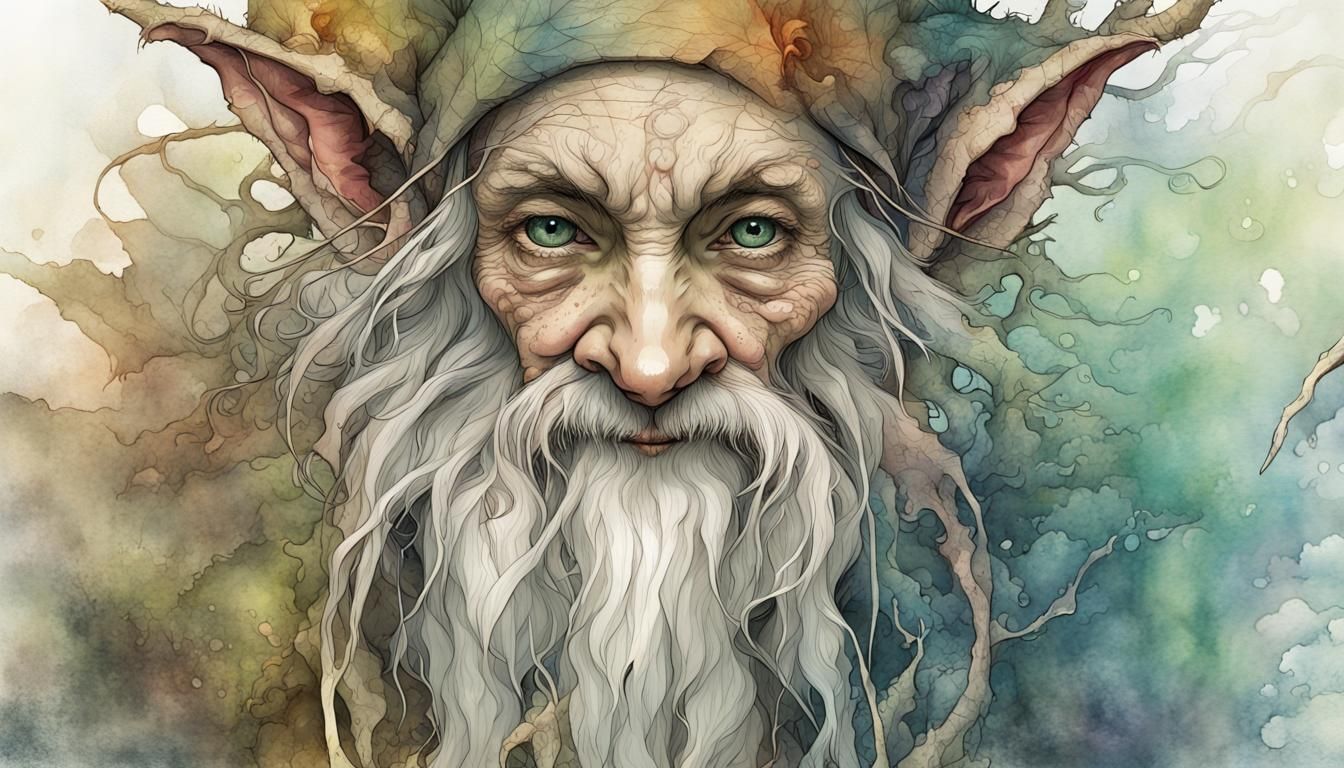 Gnome-Animal Hybrid in Pastel Watercolor, Fantasy Art