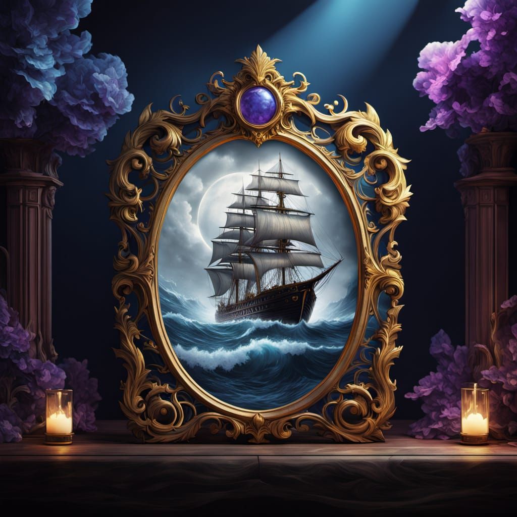 Luxurious 3D Rococo Picture Frame with Mythical Gods and Sai...