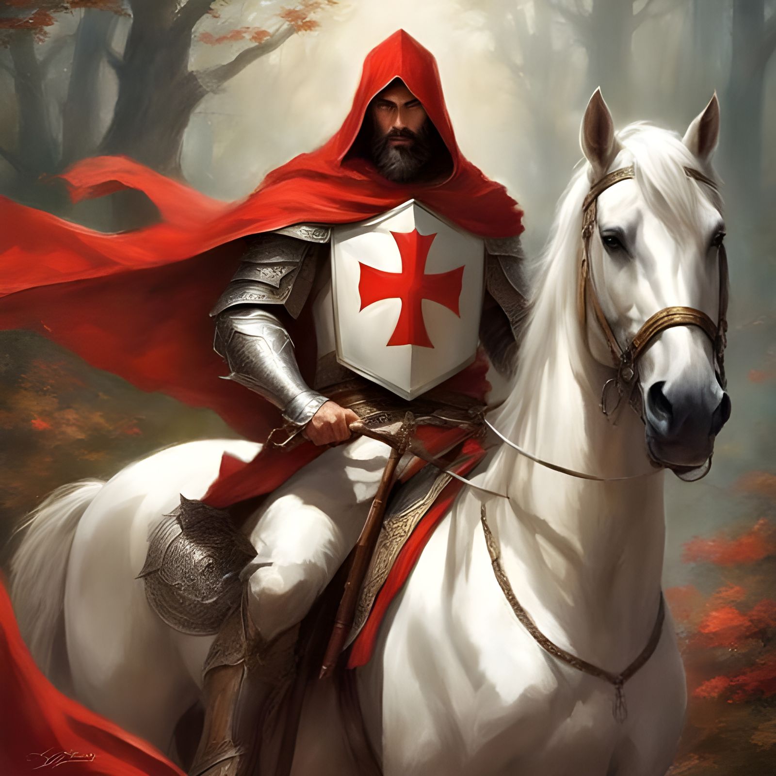 Templar Knight Portrait in a Forest