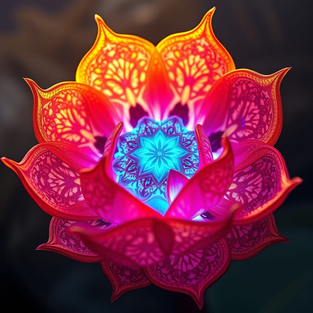 Dragon’s Lantern Bloom (Mythica luminosa) (Imaginary Flower)...