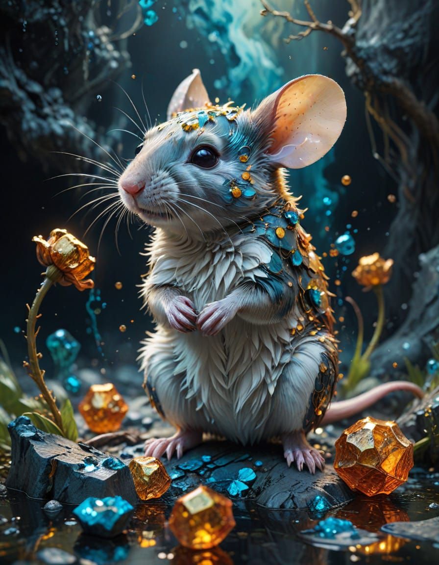 Hyper-Realistic Mice in Vibrant, Splashy 3D Artwork