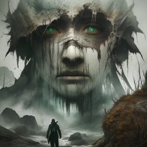 Eerie Dark Fantasy Character in Muted Tones