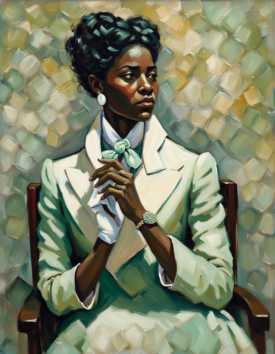 Woman in Frock Coat: Expressionist Impasto Painting