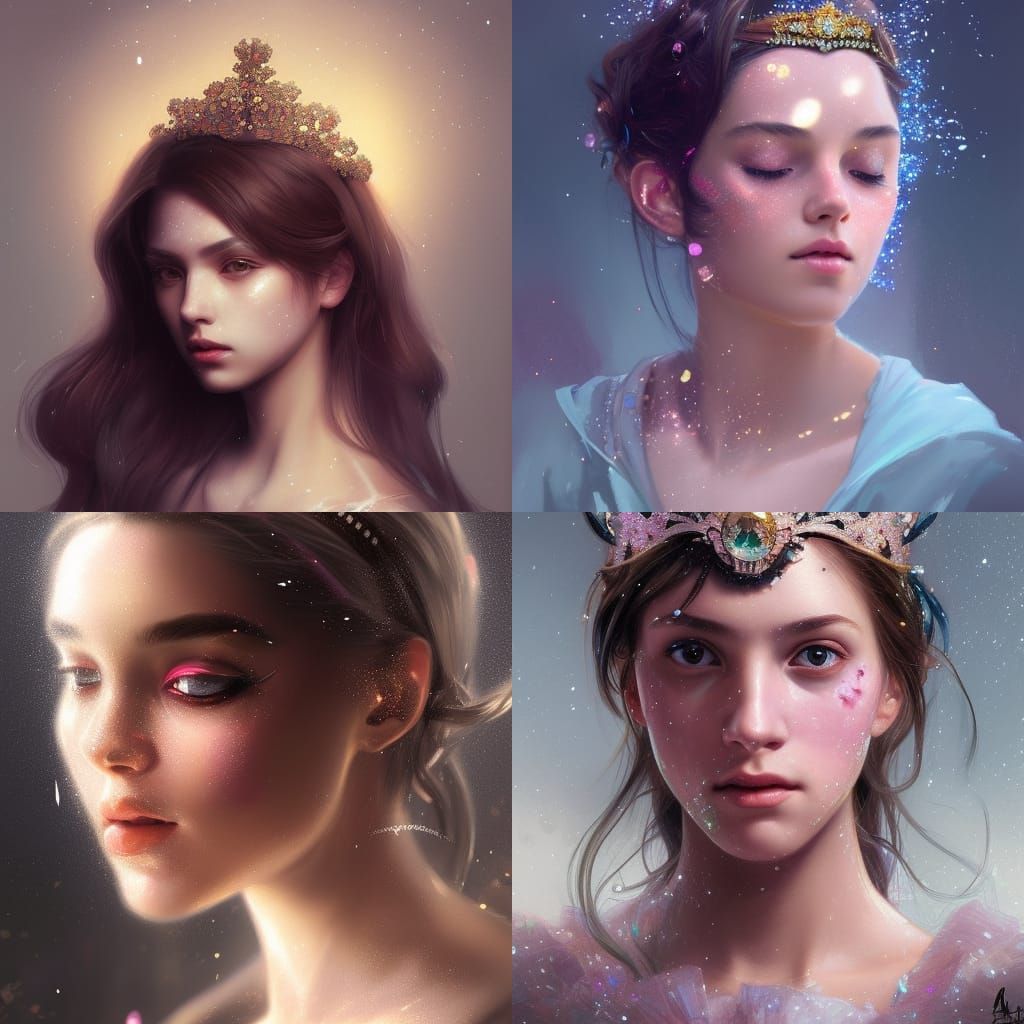 Sparkly Tiara Portrait in Hyperdetailed Art Style