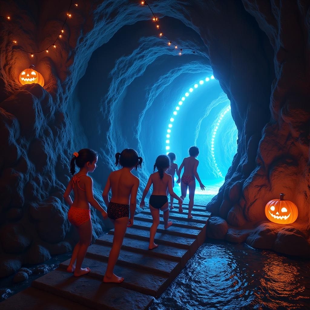 Halloween Kids at Crystal Grotto Waterslide