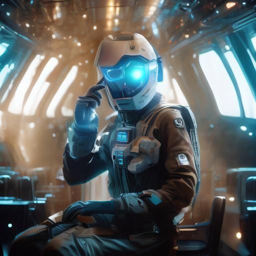 Retro Sci-Fi Scene Inside Spaceship