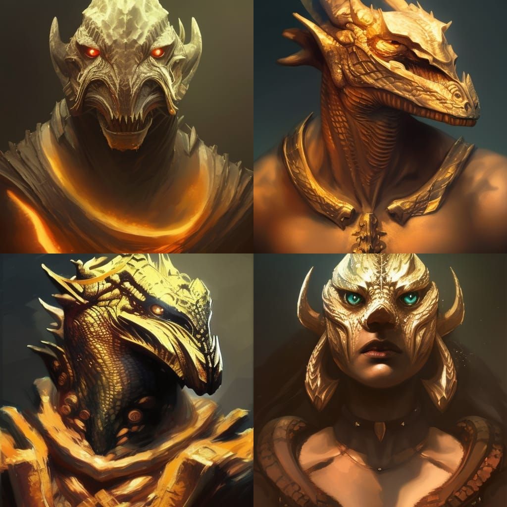 Dragonborn Barbarian Portrait in Hyperdetailed Digital Art