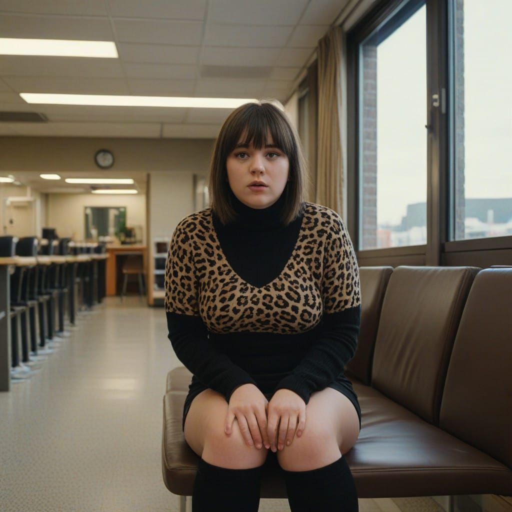 Cinematic Girl in Leopard Print, Soft Light, and Film Grain