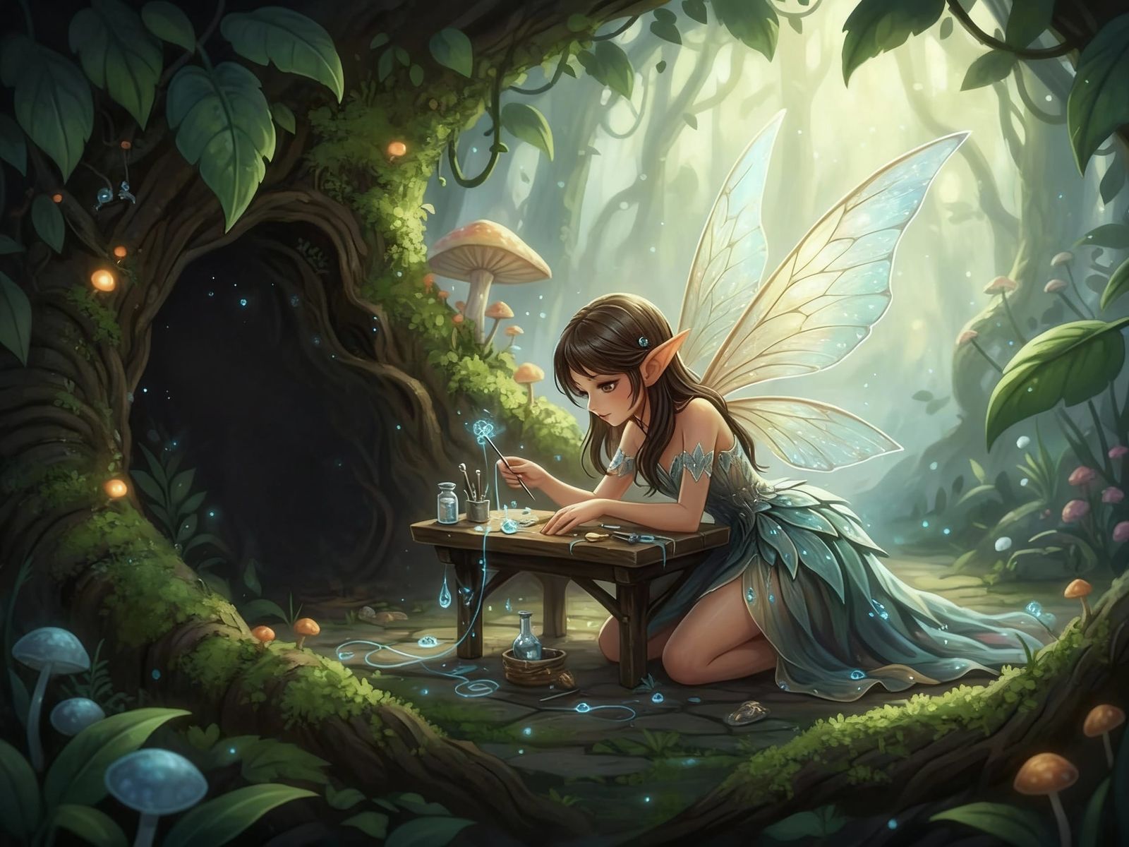 Fairy Artisan Crafts Logo in Ethereal Workshop